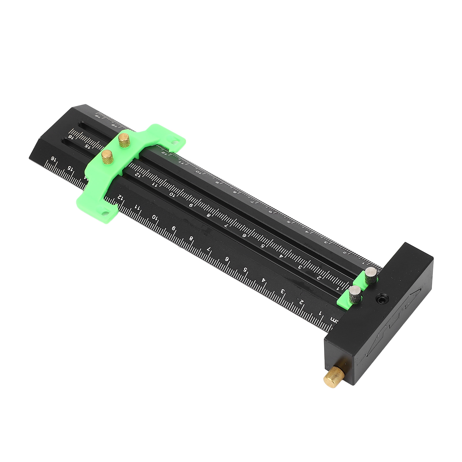 T-lineal Aus Aluminiumlegierung, Doppelnadel, Für Holzarbeiten, Zum Zeichnen Paralleler Und Vertikaler Linien, 16 Cm, Grün