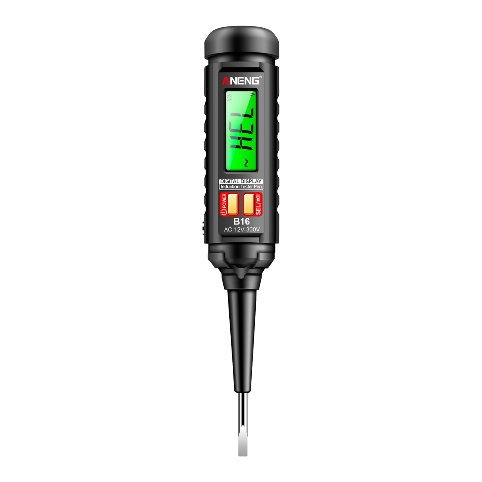 Berührungsloser Digitaler Spannungsprüfer Für 12v-300v Mit Akustischem Und Optischem Alarm, Nullstromerkennung, Taschenlampenbeleuchtung Und Lcd-bildschirm.
