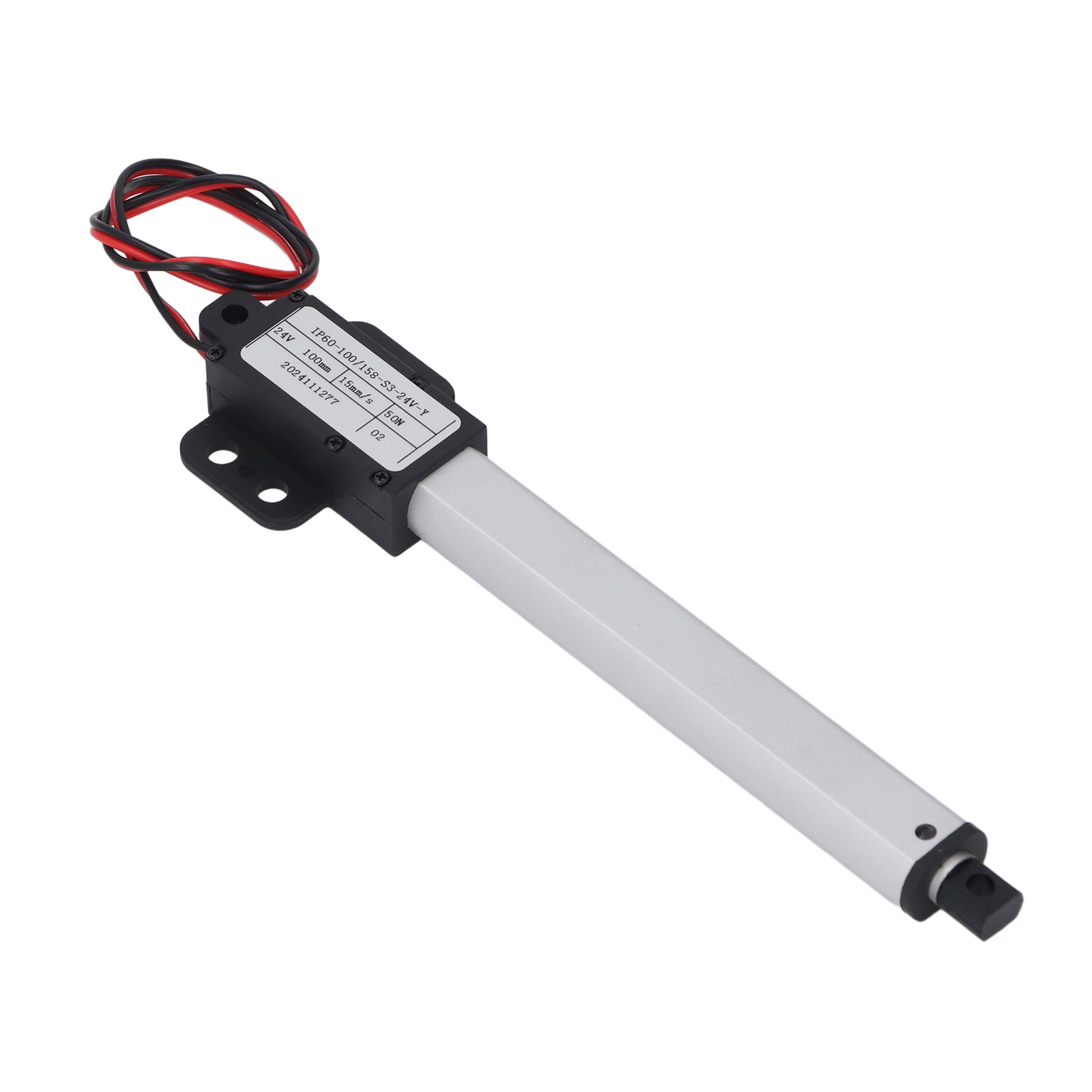Kleiner Elektrischer Linearantrieb, 100 Mm Hub, 50 N Schubkraft, 15 Mm/s Geschwindigkeit, Ipx4 Wasserdicht, 24 V Dc Stromversorgung.
