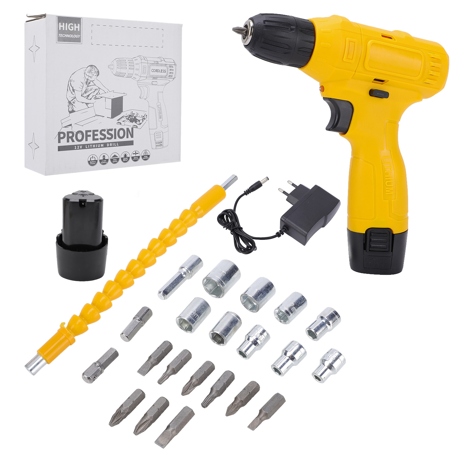 12-v-akkubohrmaschine, 3/8"-bohrfutter, Elektrischer Schraubendreher, Ergonomisches Design, Led-licht, Akku Und Ladegerät Inklusive Für Professionelle Und Heimwerkerarbeiten (eu-stecker).