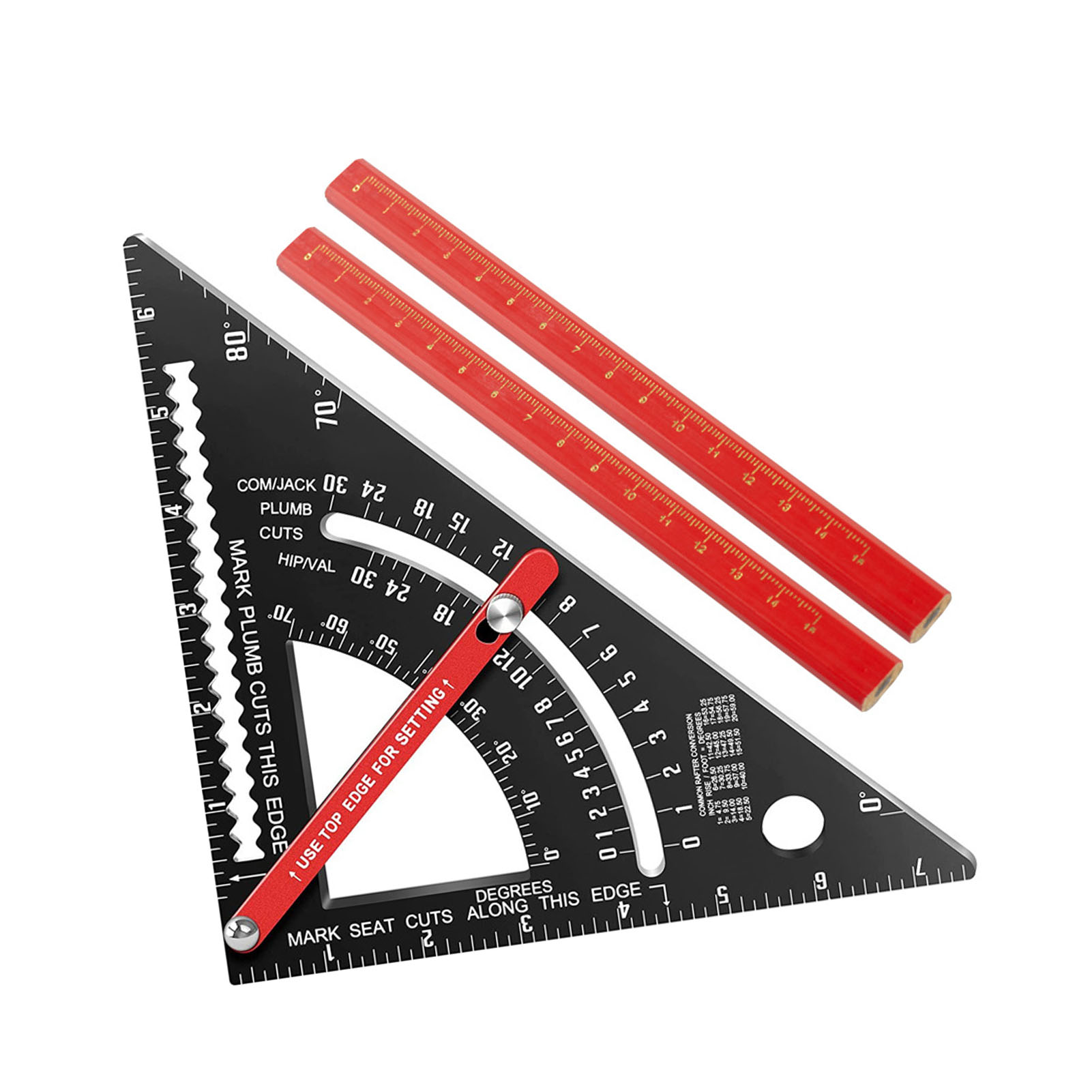 7-zoll-zimmermannswinkel, Einstellbarer Winkel Bis 80°, Mit 2 Stiften (imperiale Einheiten).