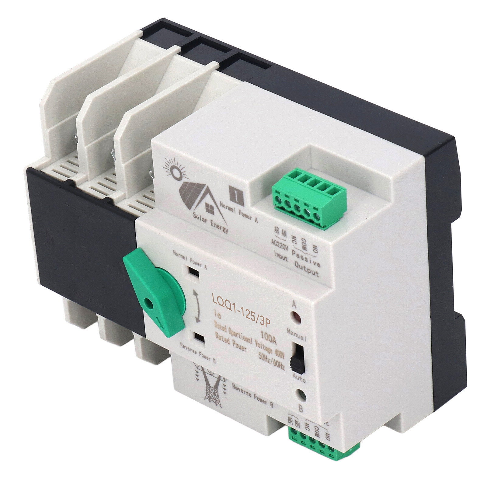 Dreiphasiger, Zweifach Gespeister Automatischer Umschalter, Flammhemmend, 100 A, 400 V Ac