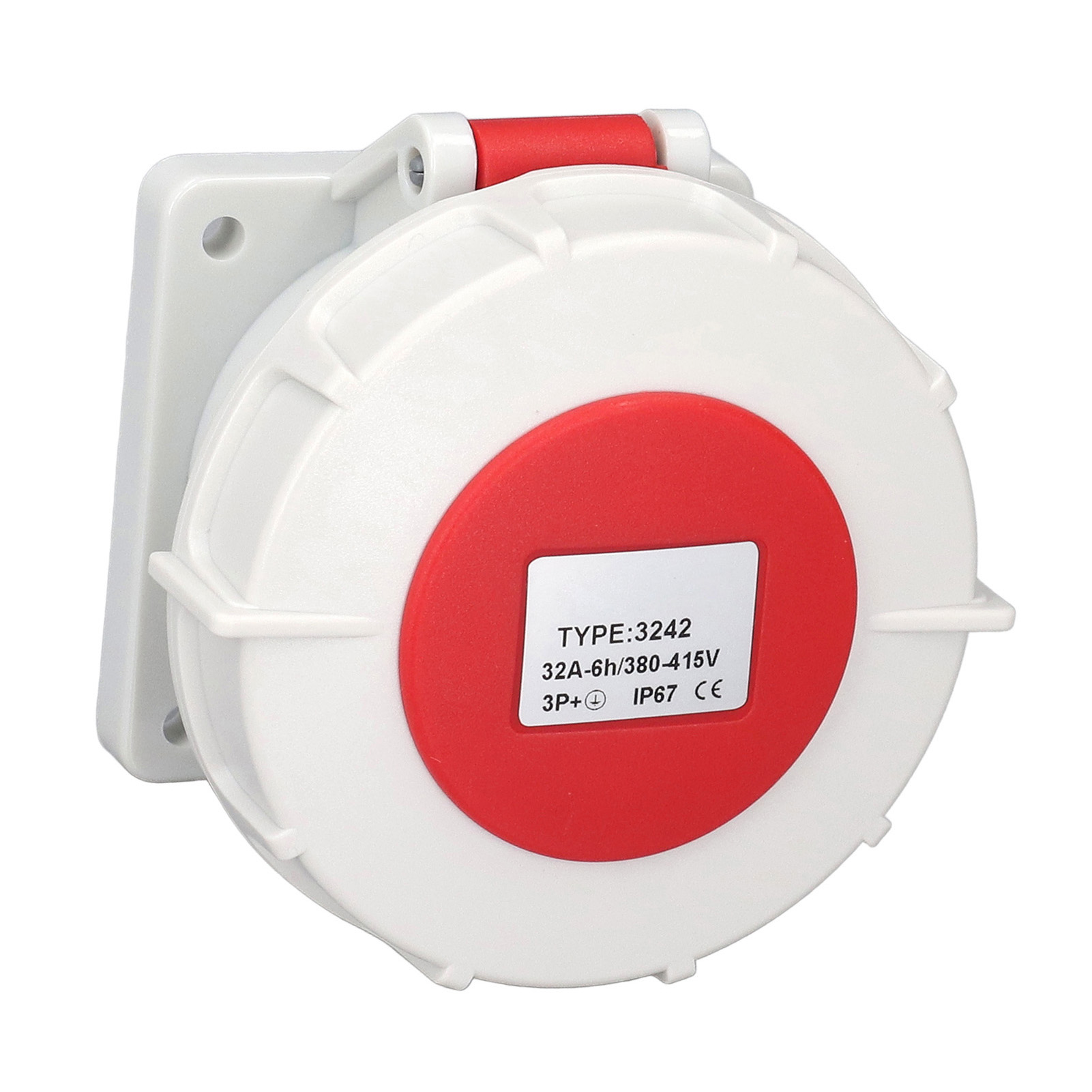 Dreiphasiger 4-poliger Industriestecker, 32 A, Schutzart Ip67, Wasserdicht Und Flammhemmend, Unterputzmontage, 380–415 V Ac