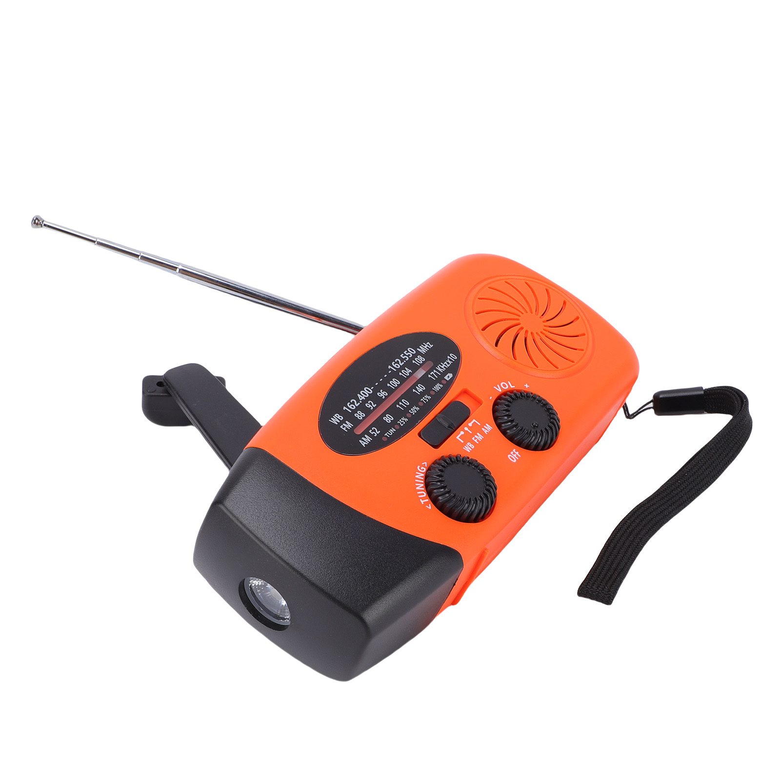 Tragbares, Solarbetriebenes Am/fm/wb-notfallradio Mit Handkurbel, Led-taschenlampe Und 6000-mah-akku, Orange
