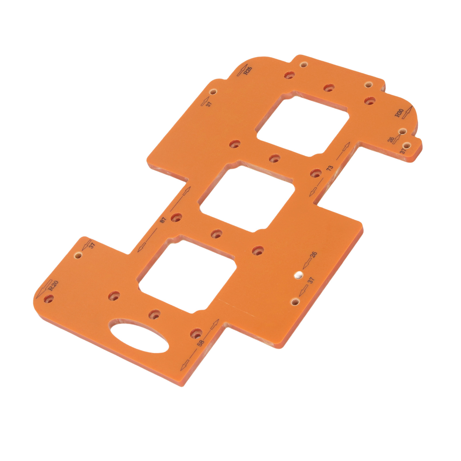 3-in-1 Nutfräsvorrichtung Zum Bohren Von Fertigbohrungen Mit Radius R20, R25 Und R30, Mit 70 X 60 Mm Aufnahmeöffnung, Für Die Holzbearbeitung.