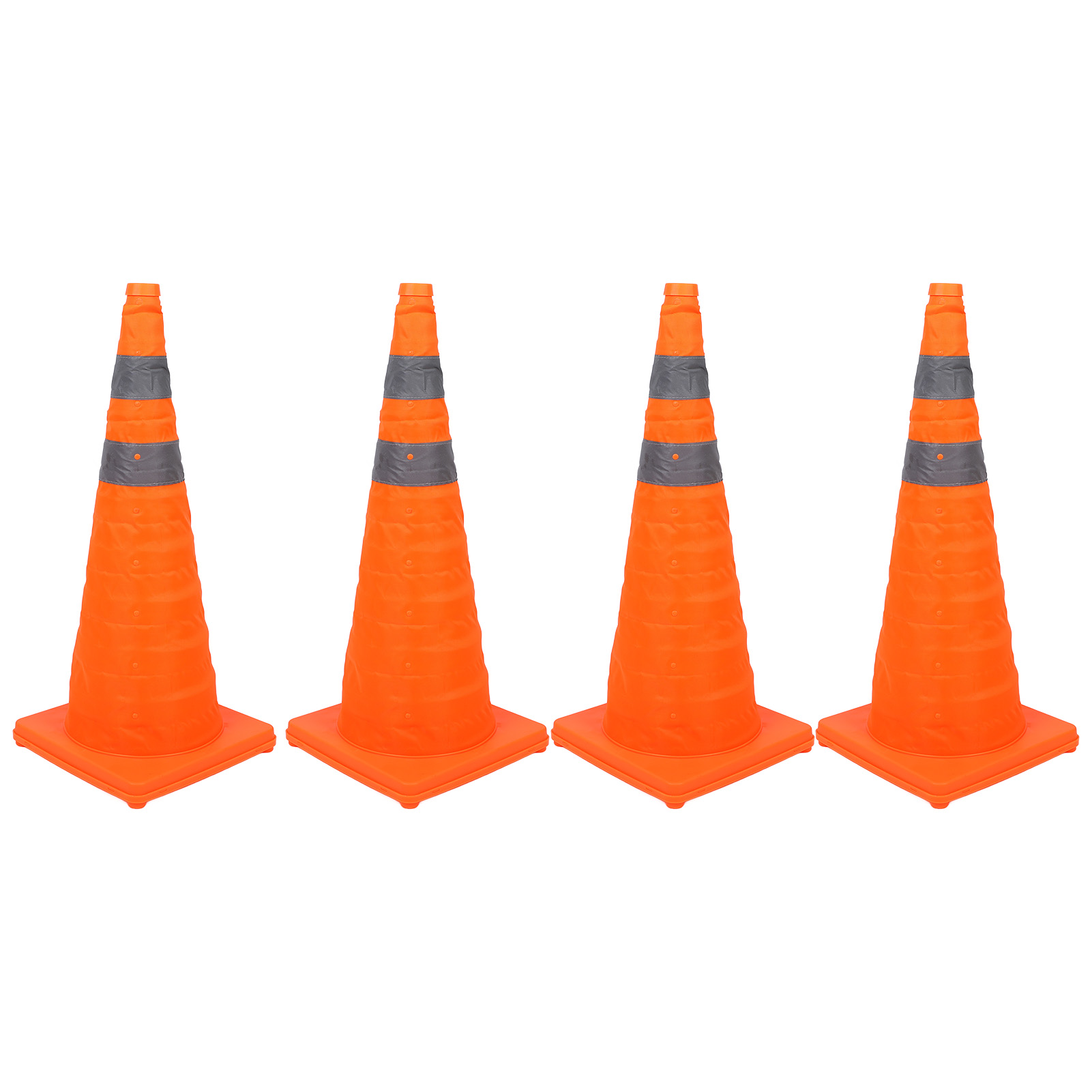 Set Mit 4 Orangefarbenen, Faltbaren Verkehrskegeln (71 Cm/28 Zoll) Mit 360°-reflexstreifen Für Parkplätze Und Einfahrten.