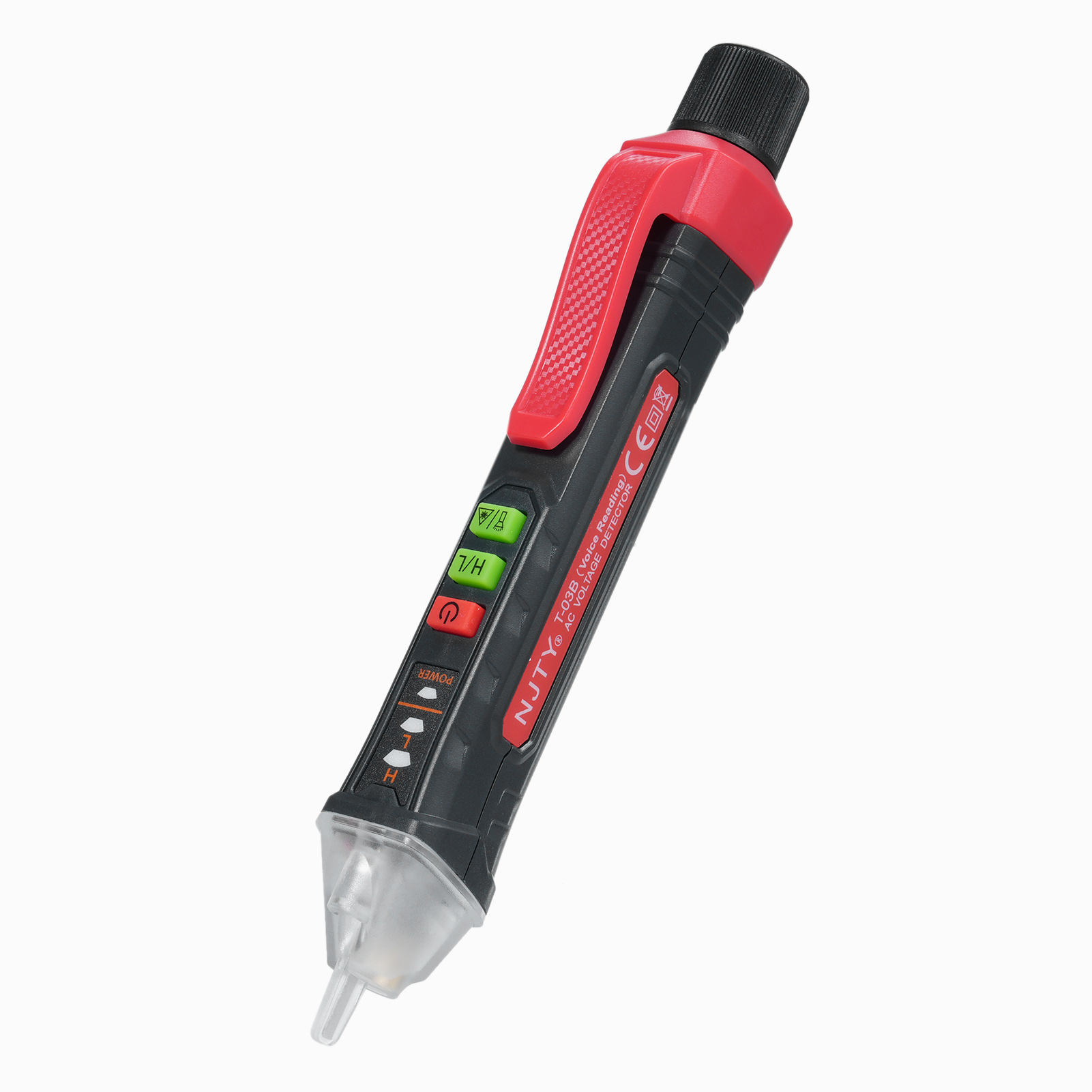 Njty Berührungsloser Spannungsprüfer Für Sprachübertragungen, 12v-1000v / 48v-1000v, Dualer Messbereich, Effektiver Phasen-/leitungsdetektor, Eingebaute Led-taschenlampe.