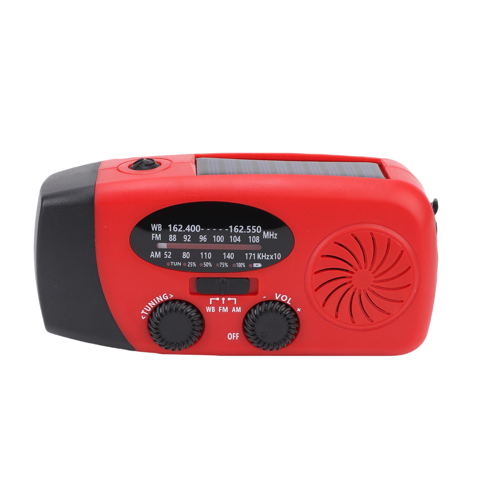 Am/fm/wb 2000 Mah Notradio, Solarbetrieben, Handkurbel, Tragbar, Mit Led-taschenlampe Und Wetterfunktion.