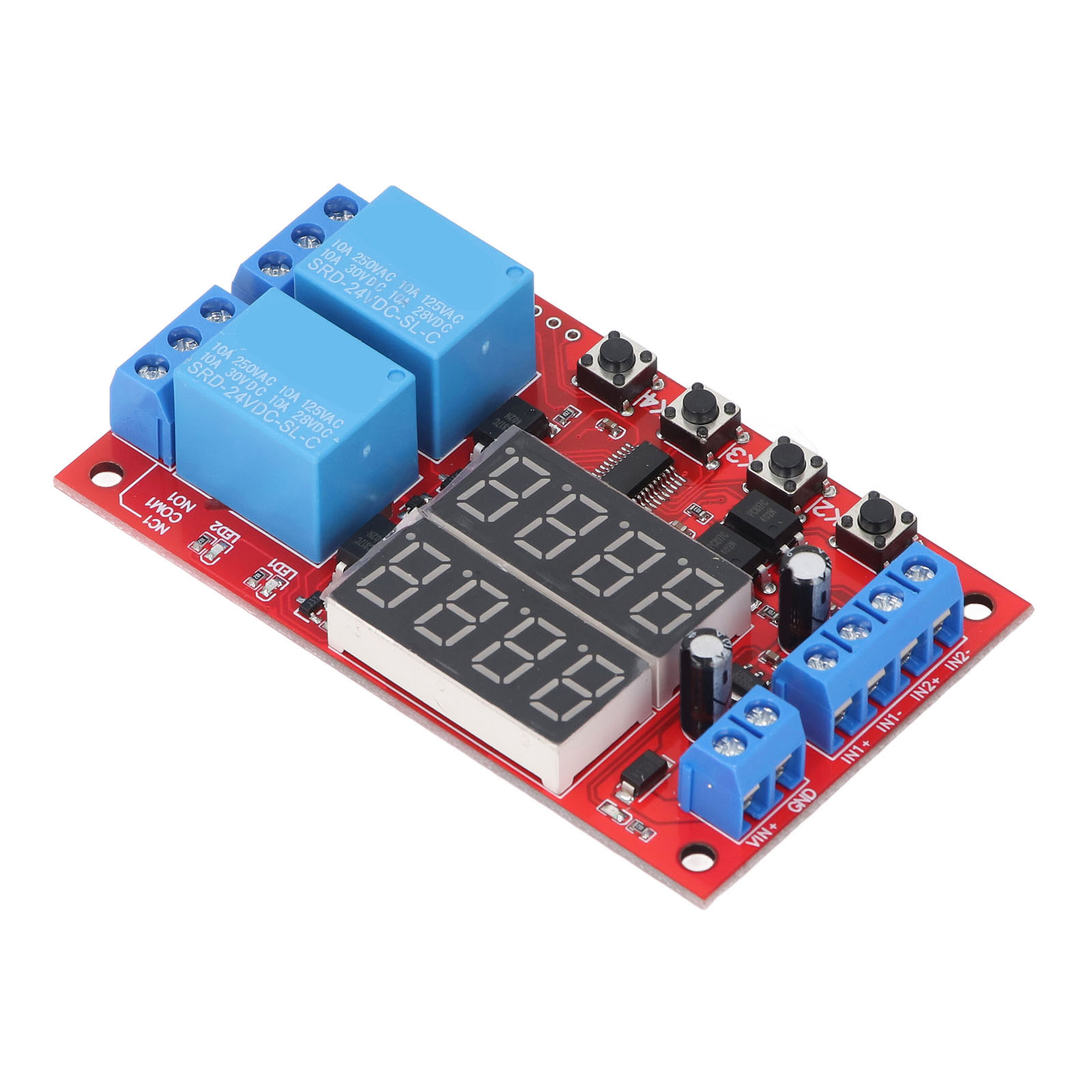 2-kanal-24v-relaismodul Mit Led-anzeige, Zeitverzögerung, Automatischer Verriegelung Und Multifunktionstimer Für Hausautomation Und Automatische Steuerung.