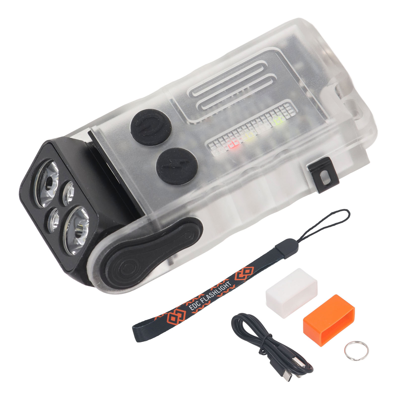 Kleine, Leistungsstarke Und Multifunktionale Led-taschenlampe, 180° Drehbar, 110 Db, Mit Edc-clip.