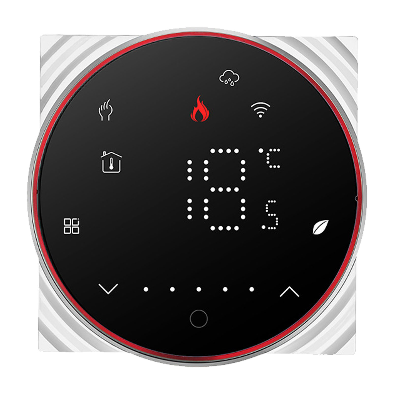 Wlan-thermostat Mit Lcd-display, Intelligenter Temperaturregler Für Fußbodenheizung, 218 Cm (86 Zoll) Quadratisches Einbaugehäuse, 95–240 V, 5 A, Schwarz