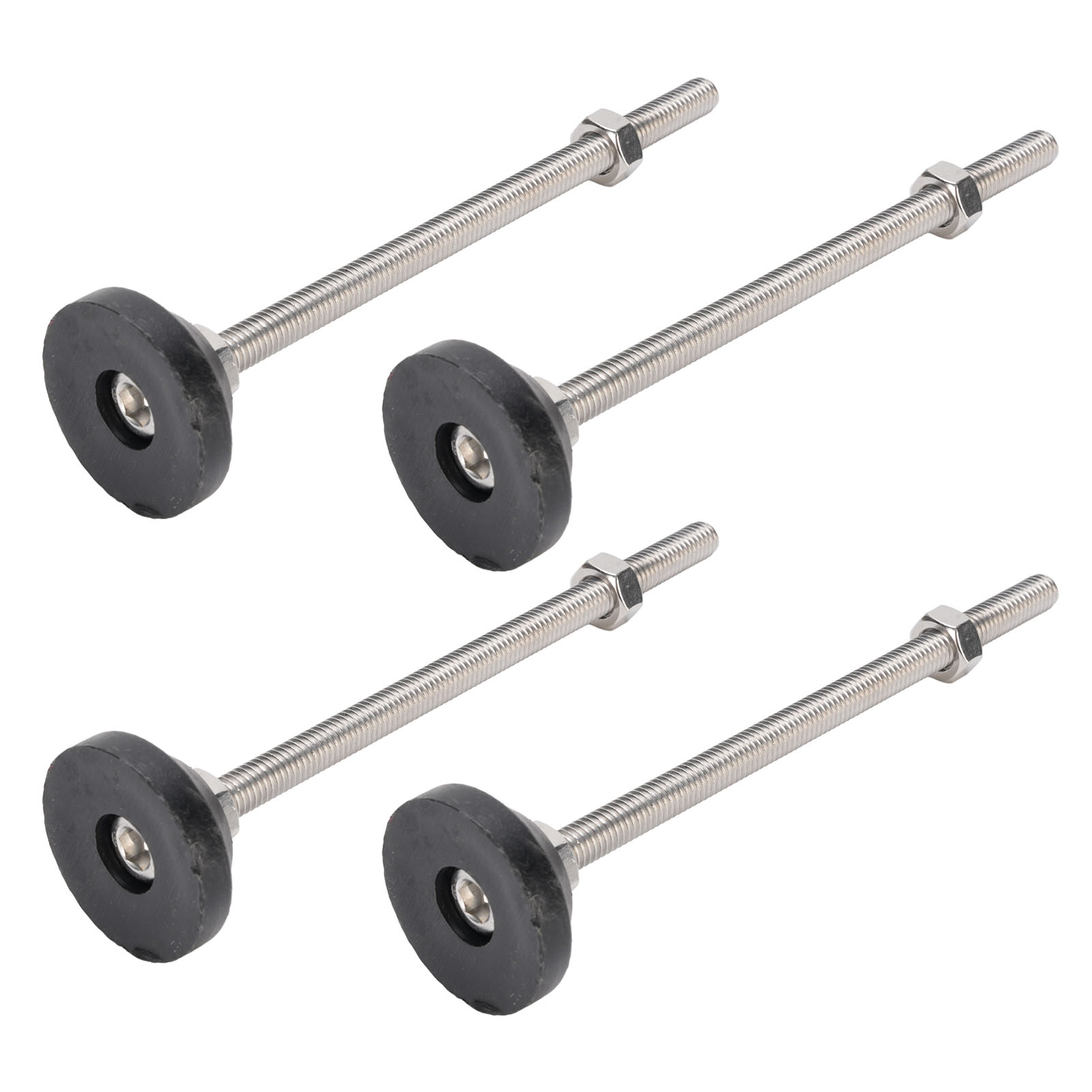 Set Aus 4 Runden, Schwarzen, Stabilen Nivellierfüßen Mit Einer Verstellbaren Höhe Von 100 Mm, Für Möbel, Tische Und Stühle.
