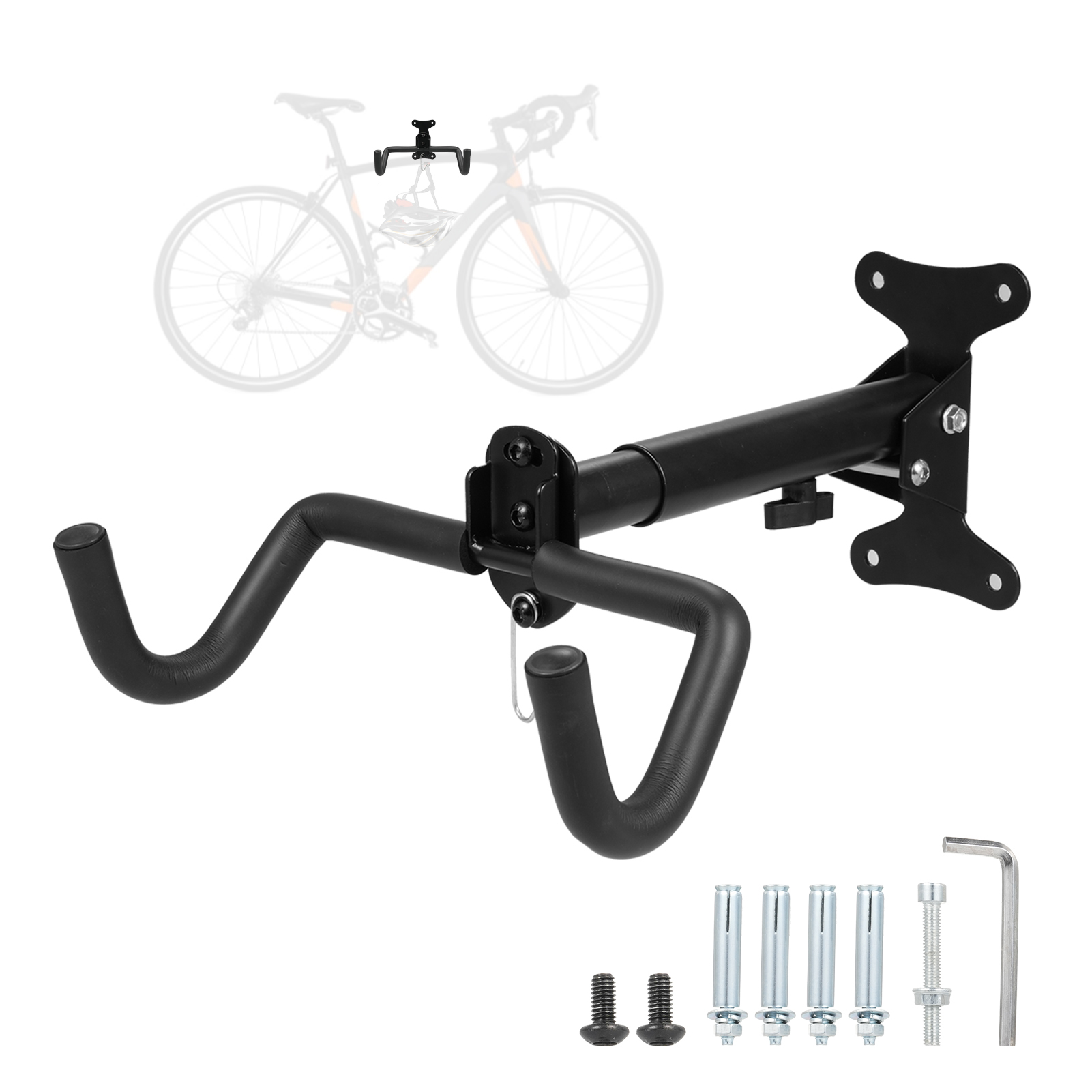 Verstellbarer, Wandmontierter Fahrradständer Aus Aluminiumlegierung Mit Einer Maximalen Tragfähigkeit Von 25 Kg. Er Ist Faltbar, In Breite Und Höhe Verstellbar Und Zur Aufbewahrung In Der Garage Einzi