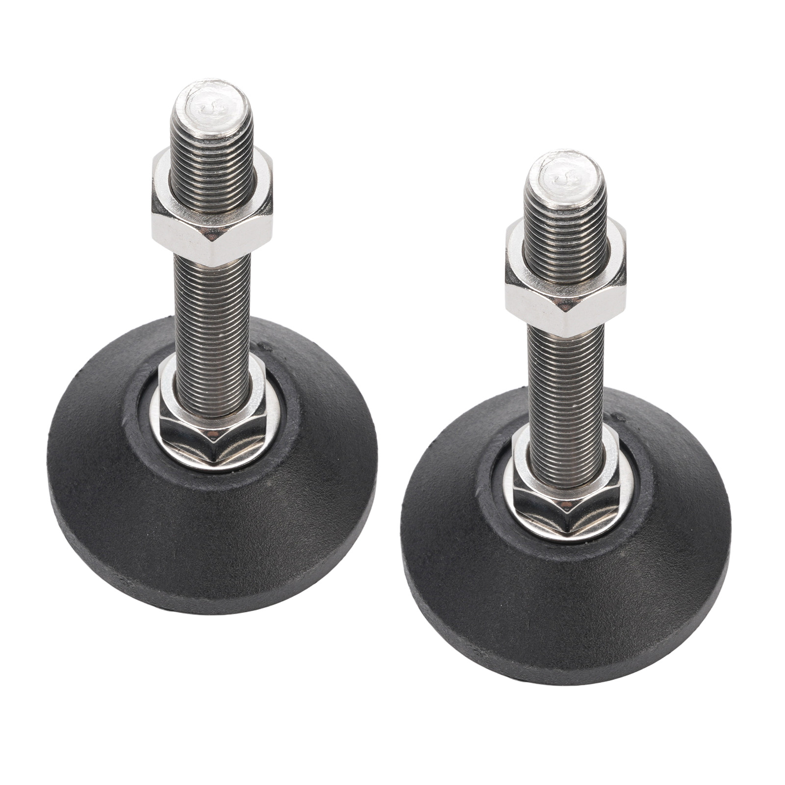 Set Aus 2 M16 Nivellierfüßen, 100 Mm Höhenverstellung, 80 Mm Runder Sockel, Rutschfest, Für Werkbank Oder Regal.