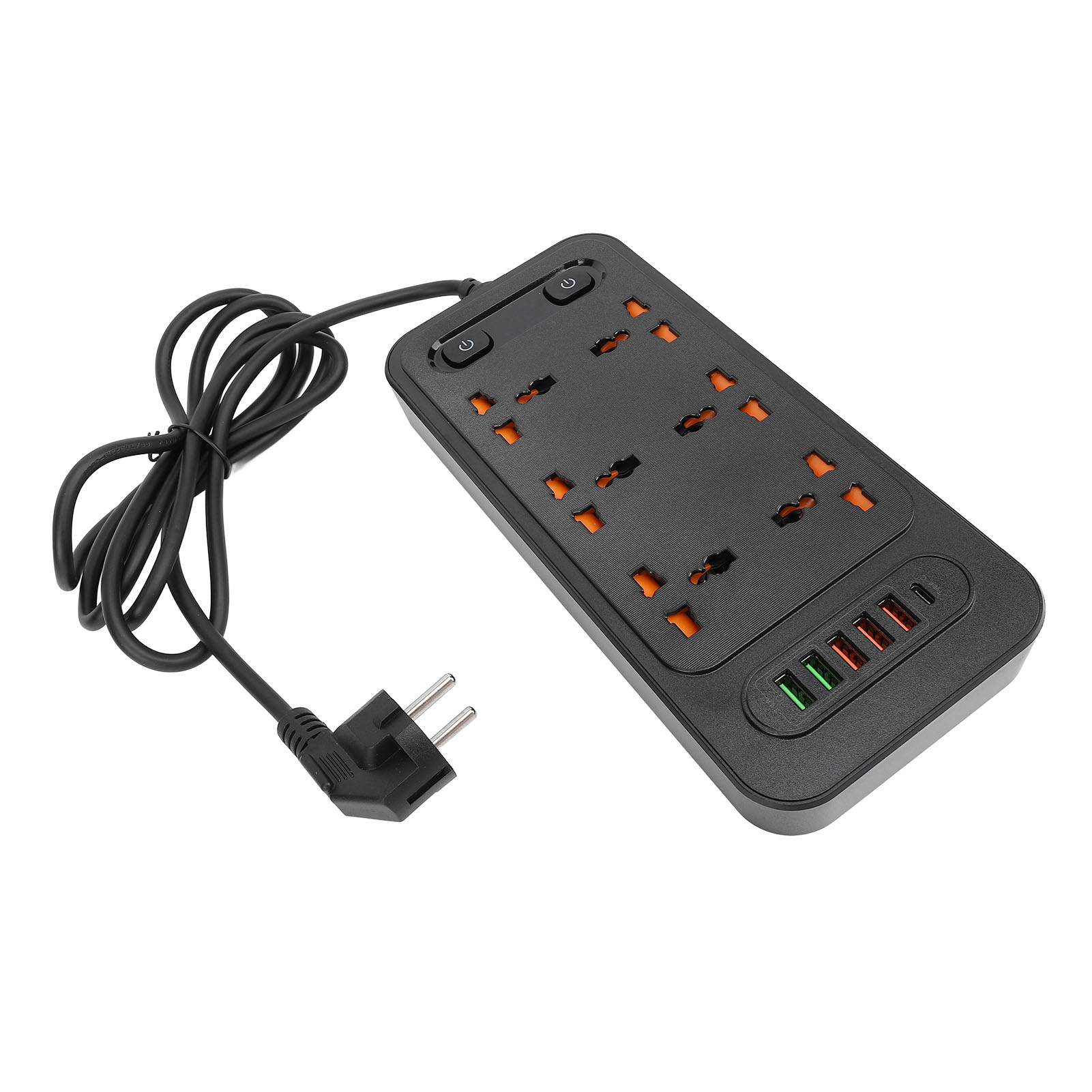 3000-watt-steckdosenleiste, 6 Steckdosen, 5 Usb-anschlüsse, 1 Usb-c-schnellladeanschluss, Intelligente Erkennung, Ideal Für Zuhause, Schule Oder Büro.