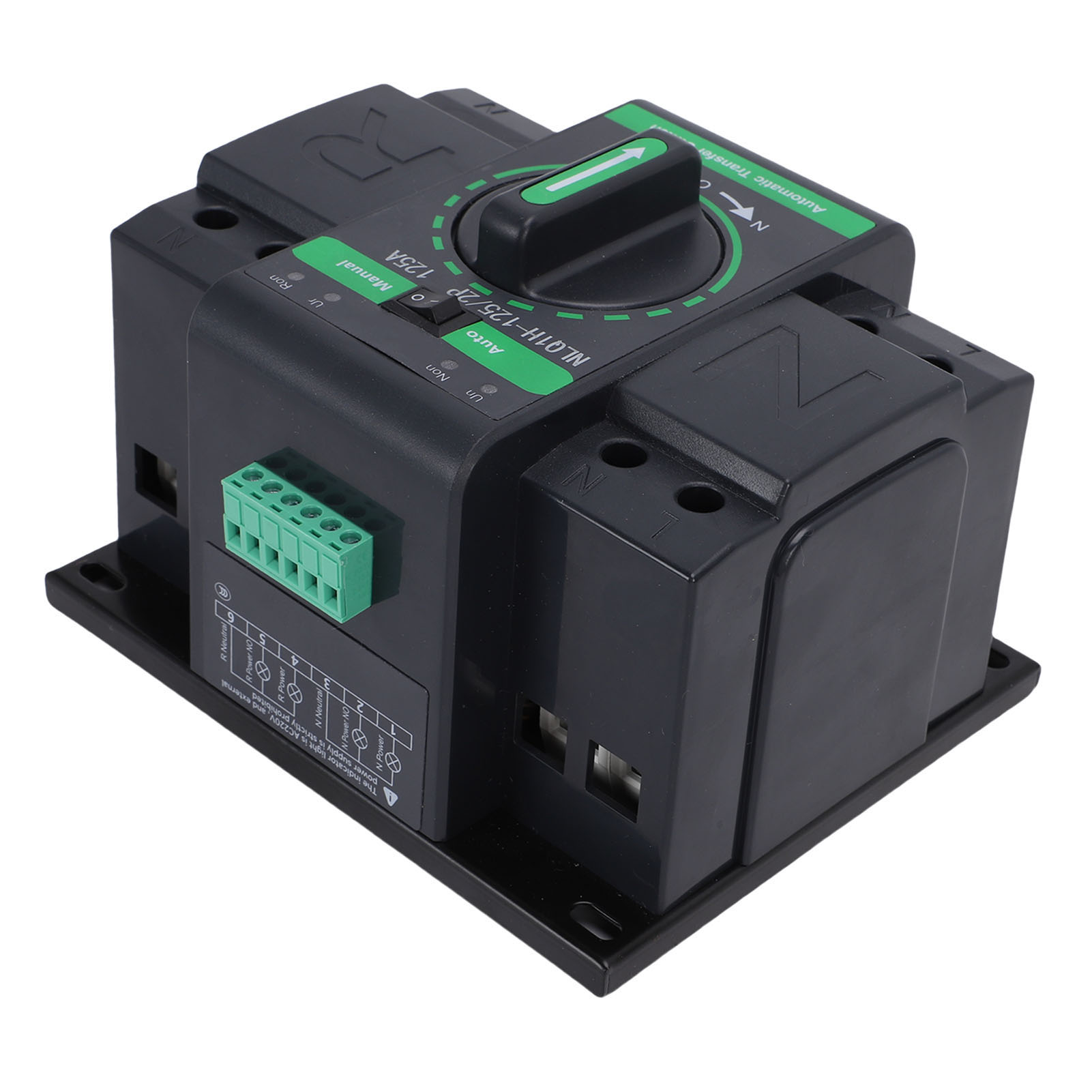 Automatischer Umschalter Mit Zwei Stromversorgungen, 125 A, 2-polig, 2 Eingänge/1 Ausgang, Automatischer Und Manueller Schaltmodus, Pc-trennung