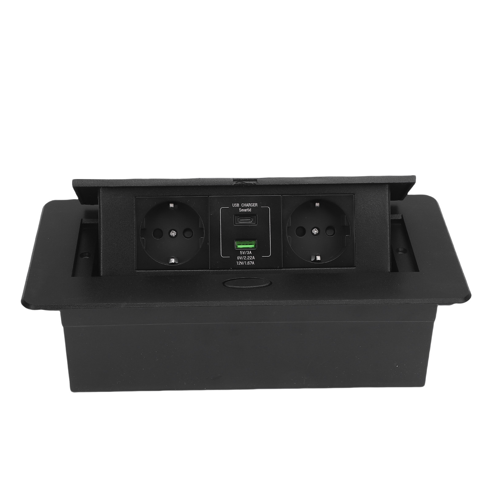 Einbau-steckdosenleiste Für Den Schreibtisch Mit 2 Usb-typ-c-anschlüssen Und 20-w-schnellladefunktion, Ideal Für Zuhause, Einkaufszentren Und Büros (schwarz).