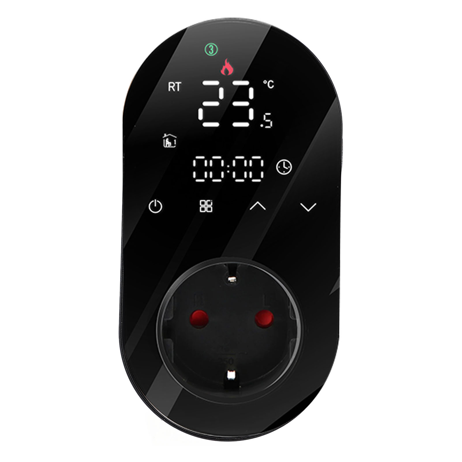 Programmierbarer Thermostat Mit Timer, Wlan-app, Sprachsteuerung, Led-touchscreen, 16-a-steckdose, Schwarz