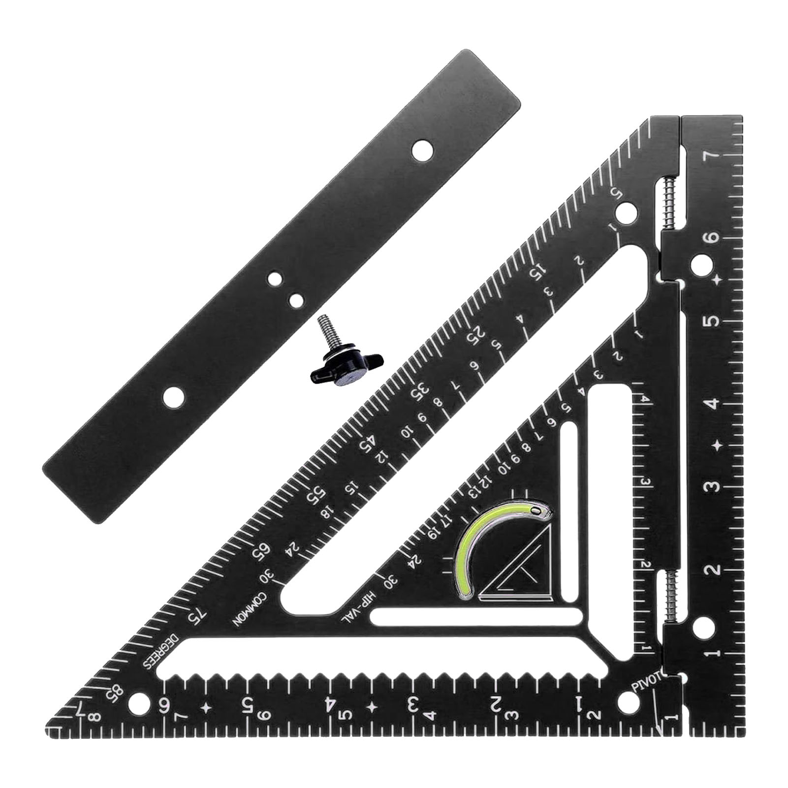 Winkelmesser Aus Aluminiumlegierung, Dreieckiges Werkzeug Mit Schablone Und Schablonenblock Für Die Holzbearbeitung, Schwarz.