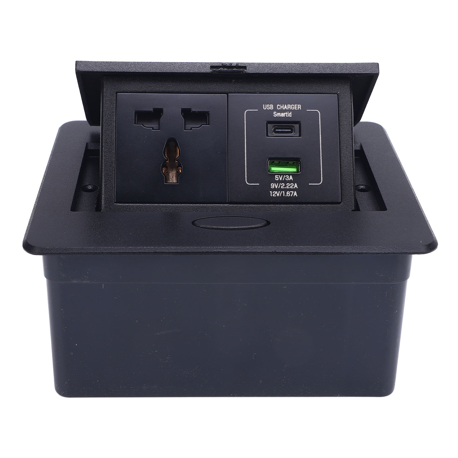 Versenkbare Tischsteckdose Mit 1 Netzsteckdose, 1 Usb-a-anschluss Und 1 Usb-c-anschluss (pd20w) Für Büro Oder Schule.