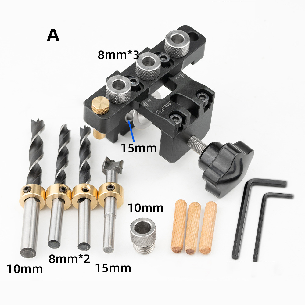 3-in-1 Bohrvorrichtung Für Die Holzbearbeitung, Aus Aluminiumlegierung, Mit 8-15 Mm Bohrern, Verformbares Holzbearbeitungswerkzeug Zum Zusammenfügen Von Brettern.