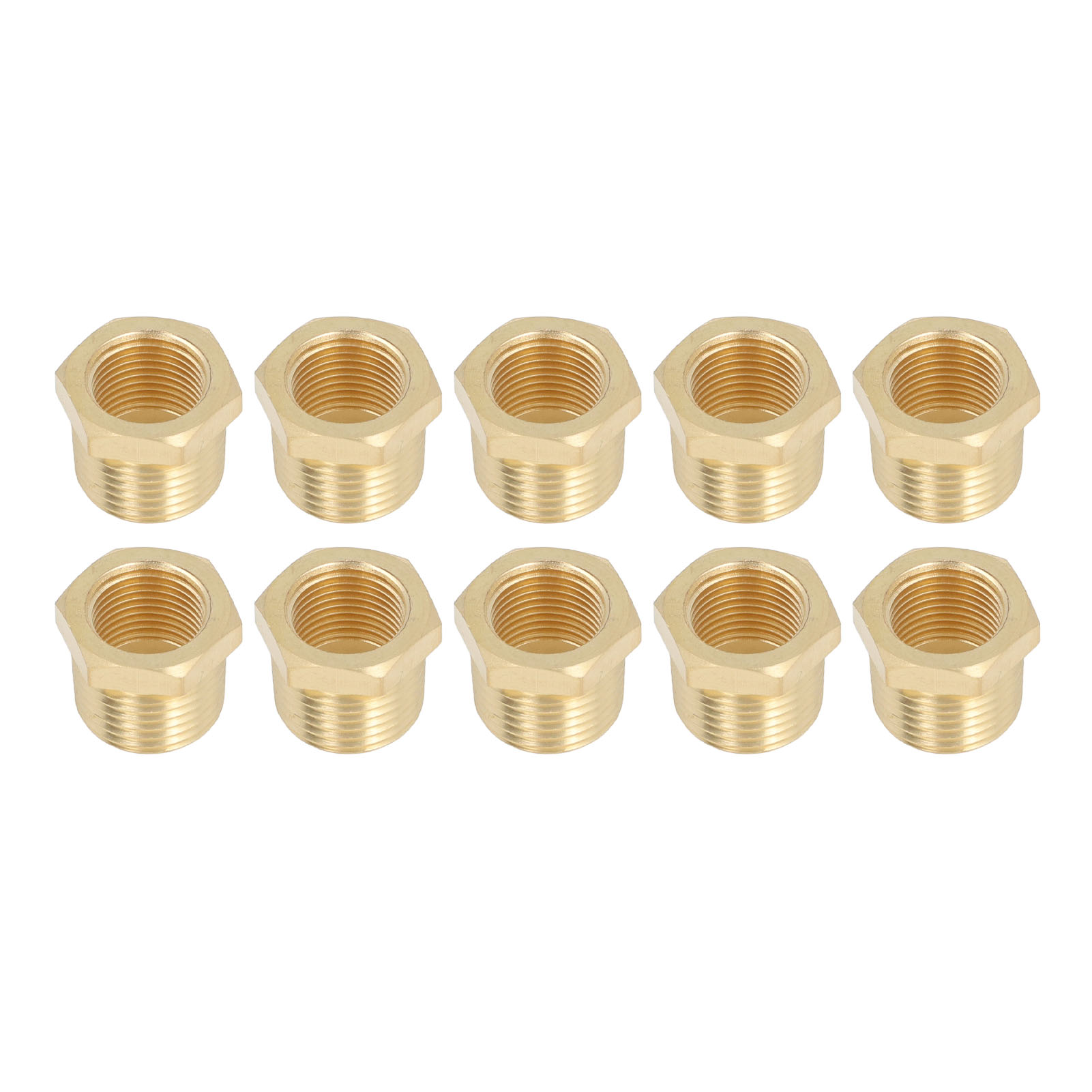 Packung Mit 10 Messing-gewindefittings, 1/2 Npt Außengewinde X 3/8 Npt Innengewinde Adapter, Sechskant-innensechskant Für Wasser, Öl Und Erdgas