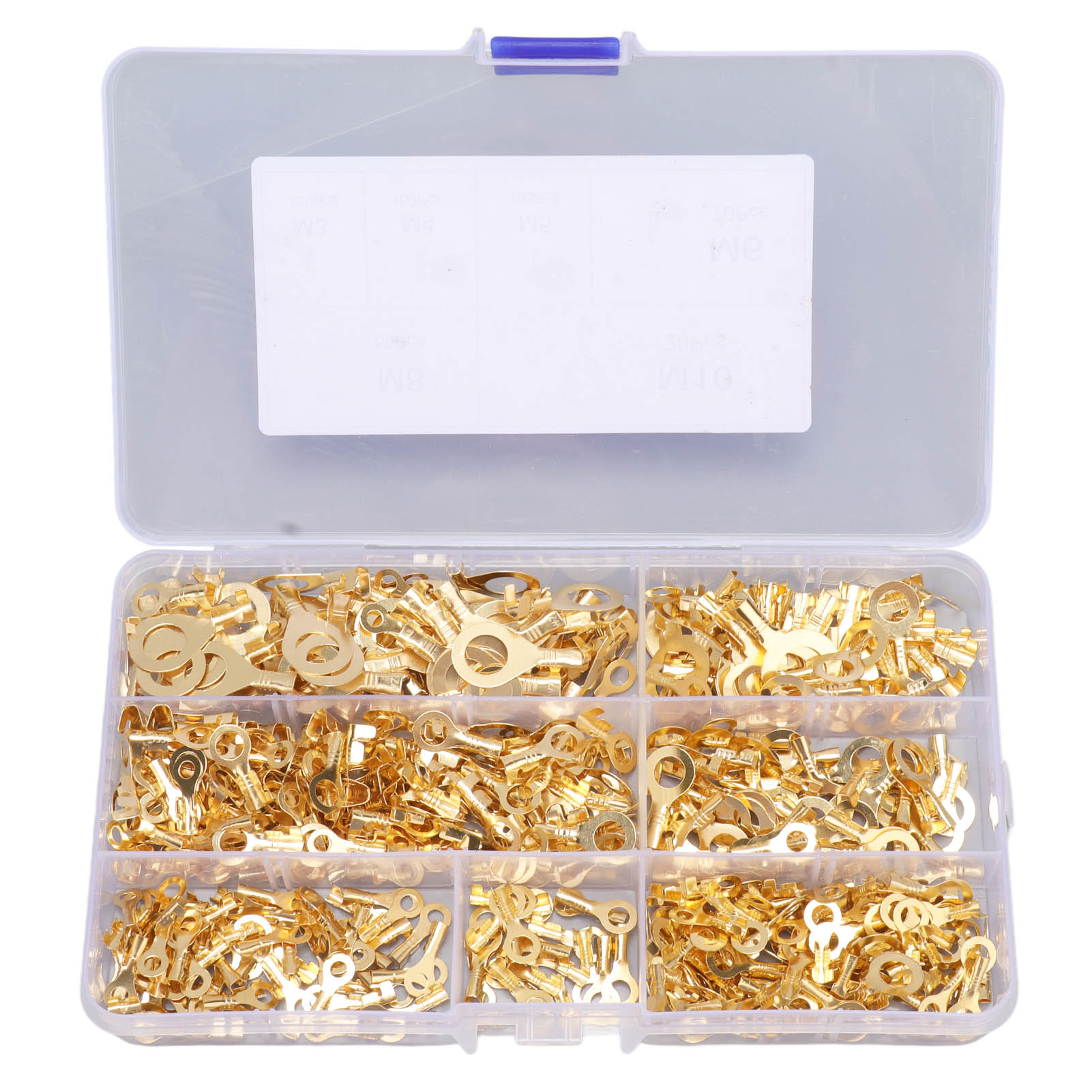 Sortiment Von 540 Messing-kabelschuhen Für Elektrische Kabel, Mit Aufbewahrungsbox, Größen M3, M4, M5, M6, M8 Und M10.