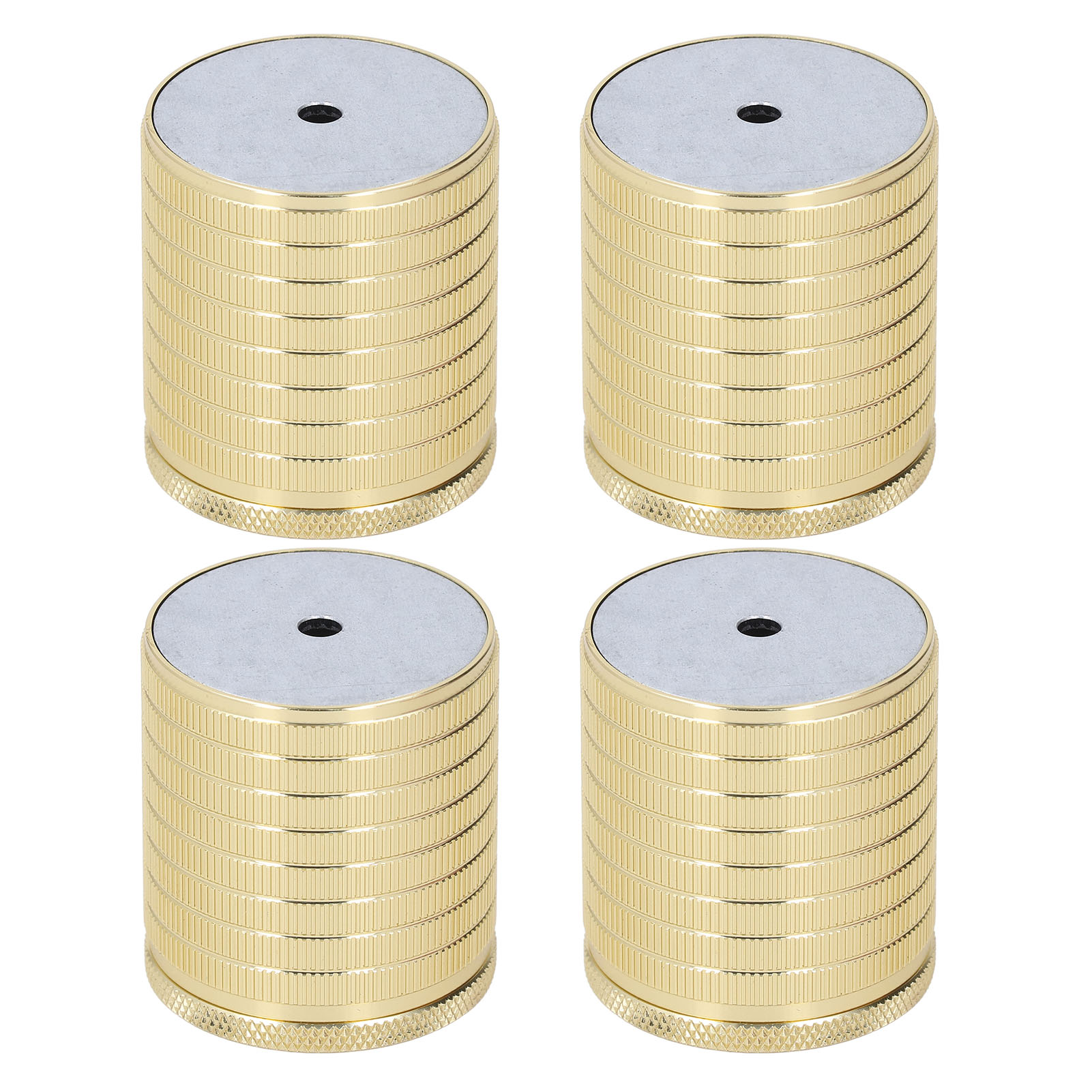 Set Aus 4 Verstellbaren Möbelfüßen Von 43 Bis 75 Mm, Robust Und Widerstandsfähig, Aus Goldfarbener Aluminiumlegierung.