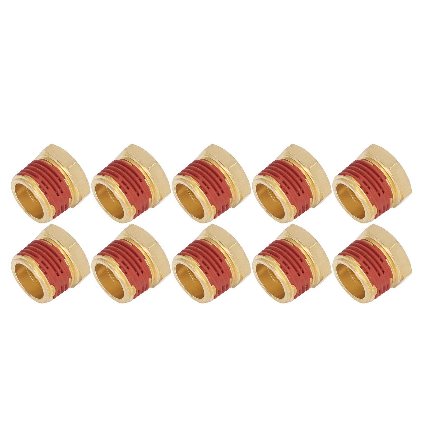 Packung Mit 10 Gewinderohrverschraubungen Aus Messing, 1/2" Auf 3/8", 1200 Psi Druck, 1/2" Auf 3/8" Npt Sechskant-reduzierstück, Mit Dichtung.