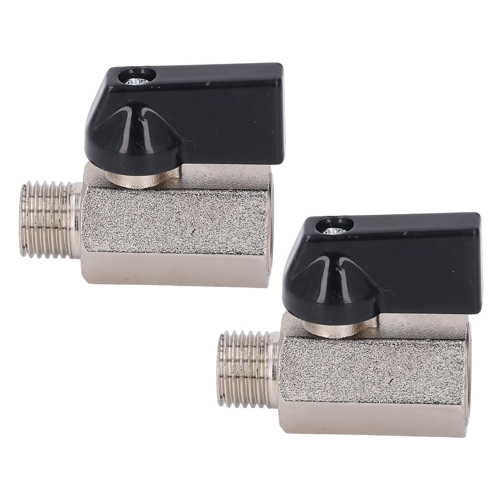 Satz Aus 2 Mini-kugelhähnen Aus Messing, Kleiner Durchmesser Dn8, Außen-/innengewinde G1/4, Galvanisierte Und Sandgestrahlte Oberfläche.