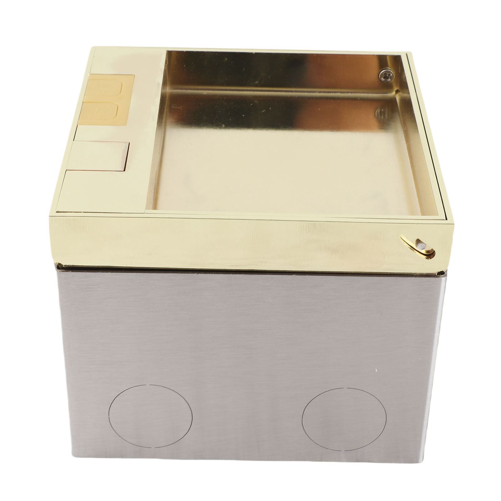 4000-watt-edelstahl-bodeneinbausteckdosen-set Mit Usb-anschluss Und 2-poliger Steckdose, Goldfarben.