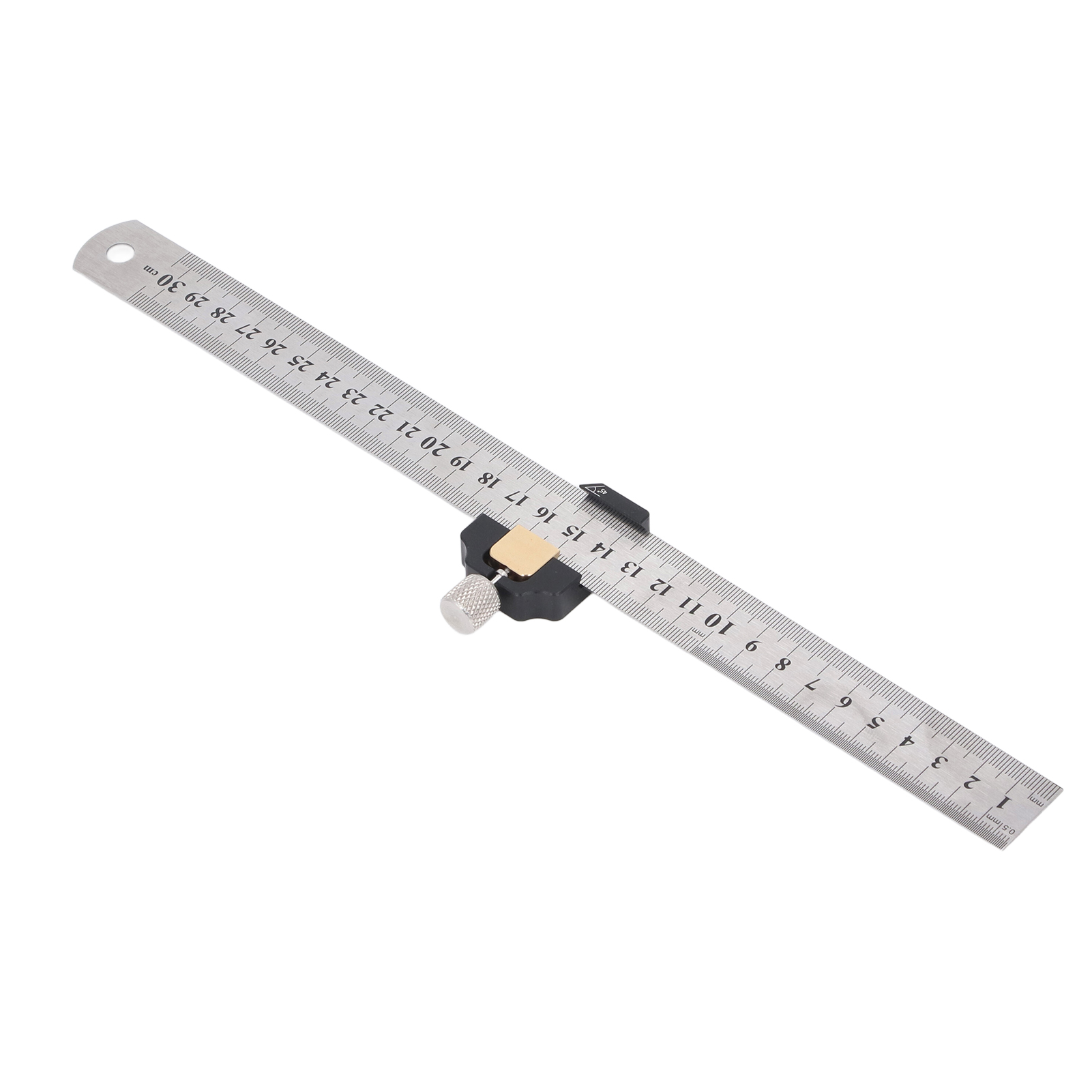 30 Cm (12 Zoll) Langes Stahllineal Mit Imperialen Und Metrischen Maßen Und Positionierblock Zum Zeichnen Und Markieren