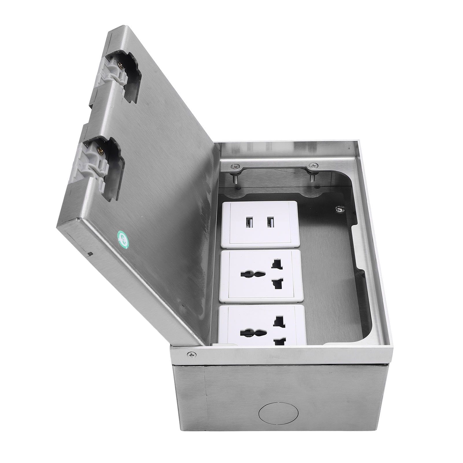 Bodeneinbausteckdose 16 A 4000 W, 2 Steckdosen, 2 Usb-anschlüsse, Marmoroptik, Für Büro Oder Schule.