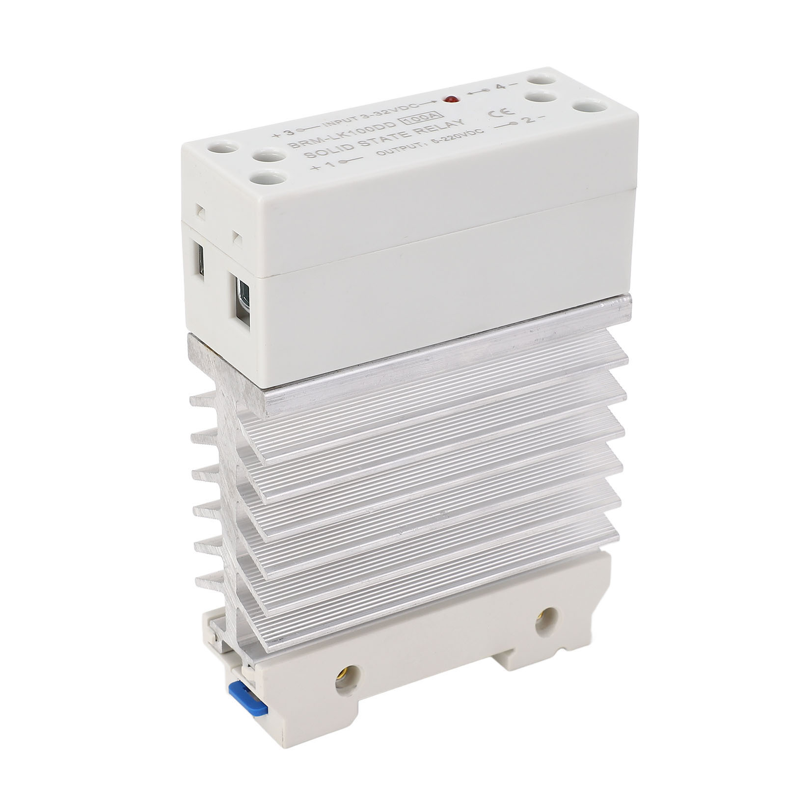 Integriertes Einphasiges Halbleiterrelais Mit Kühlkörper, 3-32 V Dc Eingang, 5-220 V Dc Ausgang, Für Din-schienenmontage.