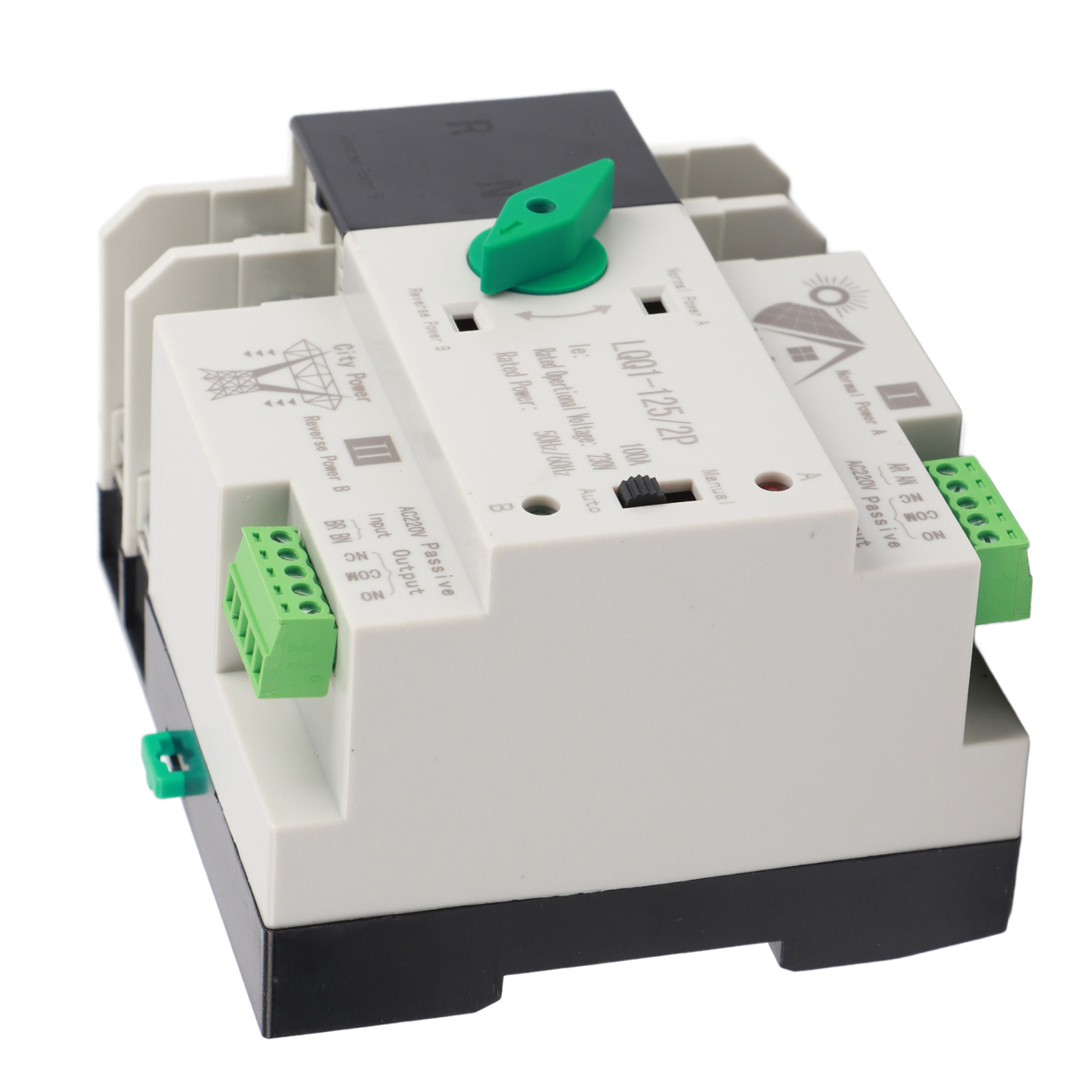 Automatischer Dual-power-umschalter 2p, Millisekundenschneller Schaltregler, Ac230v 100a, Photovoltaik Für Privathaushalte