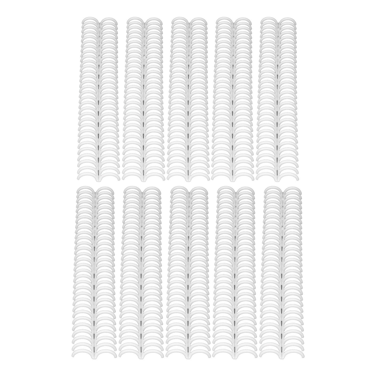 10er-pack Kammbinderinge Für 30-seitige Bindungen, Aus Weißem Kunststoff, Für 150 A4-blätter. Leicht Zu Öffnen Und Zu Schließen. Erhöht Die Dicke Von A4-papier Um 19 Mm.