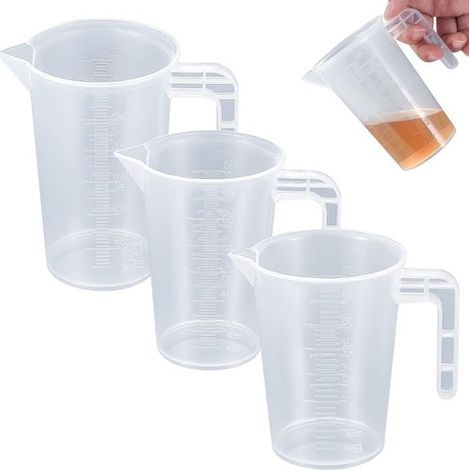 Longziming – Set Mit 3 Messbechern Aus Kunststoff – 50 Ml, 100 Ml & 250 Ml – Transparent Mit Klarer Graduierung – Rutschfester Griff – Für Küche & Labor