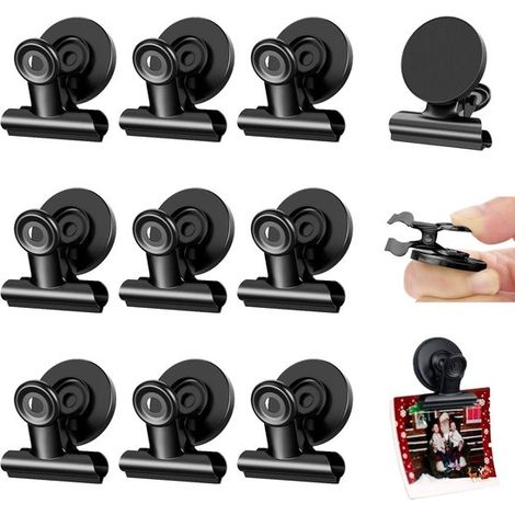 Longziming – 12er-pack Magnetclips – Stabile Magnetclips Für Fotos, Postkarten, Notizen Und Whiteboards – Ideal Für Kühlschrank, Magnettafeln Und Zuhause