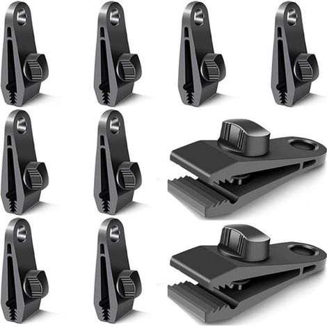 Longziming – 10 Schwarze Clips Für Vorhänge Und Planen – Wind- Und Sonnenbeständig, Ideal Für Zelte, Camping Und Outdoor-aktivitäten