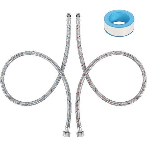 Longziming – Flexibler Wasseranschlussschlauch – Edelstahl 304 – Hochdruckbeständig Und Verdrehsicher – 2er-pack – Bad + Küche