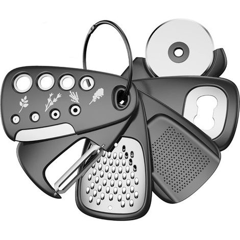 Ynkkvre – Küchenhelfer-set – 6-teilig – Platzsparende Küchenutensilien Und -accessoires – Knoblauch-/ingwermühle, Käsereibe, Gemüse-/obstschäler, Pizzaschneider, Kräuterschäler