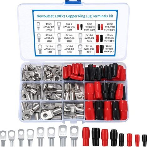 Crimpzangen-set – Kupferringkabelschuhe – Elektrische Verbindungen – Batterieklemmen – Sc-stecker Mit Schrumpfschlauch – Für Elektriker – Langlebig – Kupfer – Verschiedene Größen – 1
