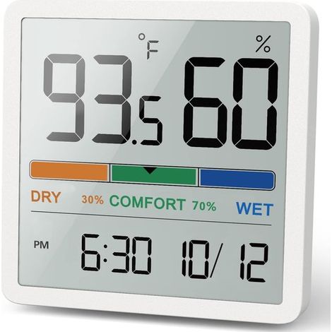 Longziming – Thermo-hygrometer – Thermometer – Hygrometer – 1 Stück, Mit Feuchtigkeitsanzeige – Genauigkeit ±1 °c Und ±3 % Rf – Manuelle Kalibrierungsfunktion – 3 Installationsmöglichkeiten, Kein Bohr