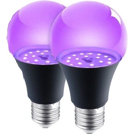 Uv-lampe – E27-fassung – Neonbeleuchtung – Uv-beleuchtung Für Halloween-partys, Keller, Nachtclubs, Clubs (2er-pack – Schwarz)
