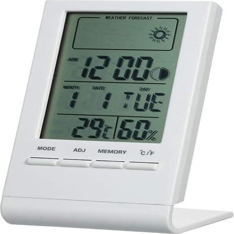 Ynkkvre - Innenthermometer-hygrometer, Hochpräzises Digitales Lcd-thermometer-hygrometer, Genaues Tischthermometer, Digitales Thermometer-hygrometer Für Zuhause (weiß)