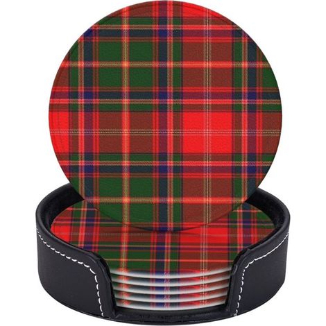 Longziming – 6 Lederuntersetzer – Clan Somerville Tartan-design – Für Getränke, Tassen, Als Einzugsgeschenk – Ideal Für Die Heimdekoration