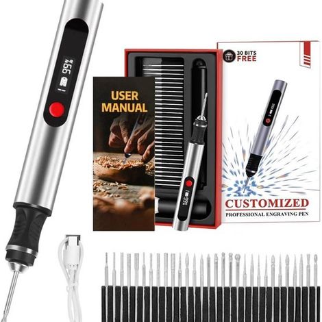 Longziming – Gravierstift – Graviermaschine – Elektrischer Gravierstift – Usb-c-aufladbar – Zum Selbermachen – Inklusive 30 Spitzen – Leises Und Präzises Gravieren Auf Holz, Metall, Glas Und Mehr
