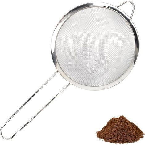 Longziming Küchensieb Aus Edelstahl – 20 Cm Feinmaschensieb Mit Flachen Kanten Und Langen Griffen – Ideal Zum Sieben Von Mehl – Küchenzubehör – Backutensilien
