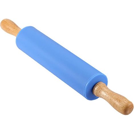 Nudelholz Aus Edelstahl Mit Backmatte – Kleines 31 Cm Langes Nudelholz Aus Edelstahl Mit Silikonbeschichtung Und Holzgriff – Antihaftbeschichtung Für Pizza, Pasta,