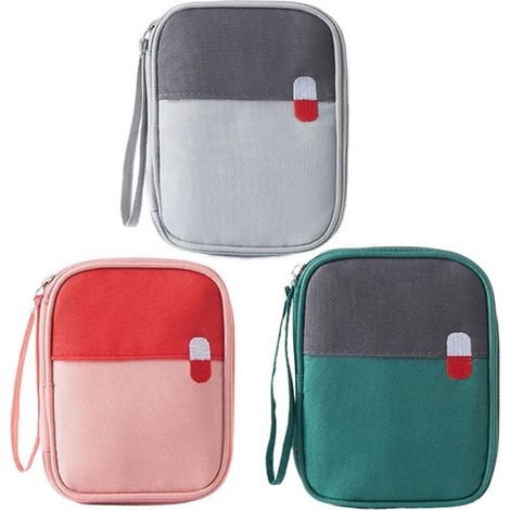 Mini-erste-hilfe-set – 3-teilig, Kompakt Und Wasserdicht, Grau/grün/rosa. Ideal Für Reisen, Auto Und Outdoor-aktivitäten.